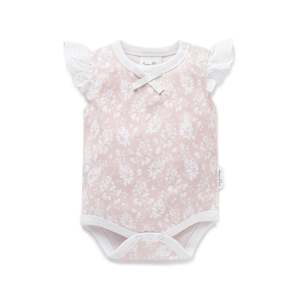 Aster Oak: A&O Pink Floral Lace Onesie (Mauve Chalk)