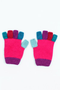 Merino & Possum Kids Fingerless Gloves (Peony)