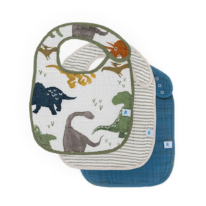 Little Unicorn Cotton Muslin Classic Bib 3 Pack (Dino Friends)
