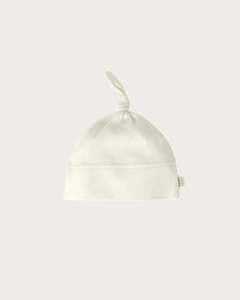 Babu Cotton Clothing: Babu Organic Cotton Knotted Beanie (Cream)