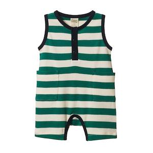 Clothing Baby Playsuits Rompers: Nature Baby Organic Cotton Camper Suit (Peppermint/Navy)
