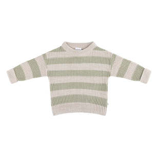 KYND Baby Textured Knit Jumper (Light Sage Stripe) - Baby