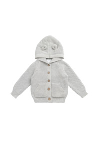 Jamie Kay OG Bear Knit Cardigan (Light Grey Marle) - Boys