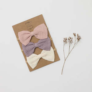 OTD Muslin Bow Headband Set (Blush, Milk, Lilac)