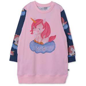 Minti Unicorns On A Cloud Dress (Ballet/Navy)