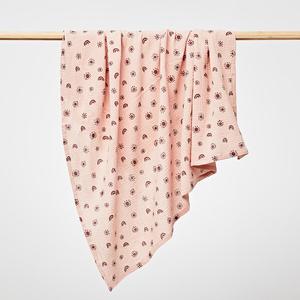 OTD Organic Muslin Swaddle (Sunny Print Blush Plum)