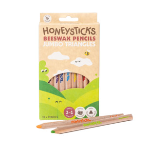 Honey Sticks Magic 3-in-1 Beeswax Pencils 10pk (Jumbo Triangles)