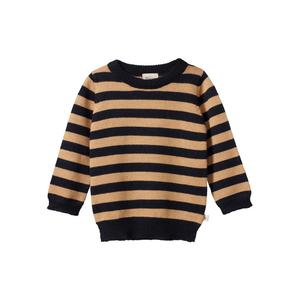 Clothing Boys Jumpers Sweats: Nature Baby Merino Knit Pullover (Navy/Caramel Stripe)