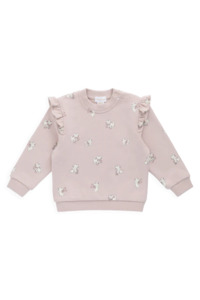 Clothing Girls Jumpers Sweats: Jamie Kay Organic Cotton Maple Sweatshirt (Bow Kitties Mauve)