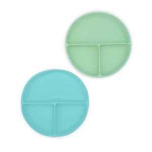 Tableware: Melii Silicone Divided Suction Plate 2pk (Mint/Blue)