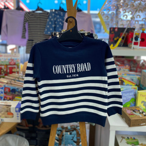 Clothing Boys Jumpers Sweats: Country Road Relaxed Heritage Sweat (Navy Stripe) - Boys