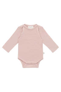 Merino Kids Long Sleeve Envelope Bodysuit (Cloud Pink)