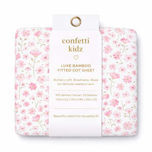 Gift Ideas For New Baby: Confetti Kidz Fitted Bamboo Cot Sheet (Seashell Bloom)