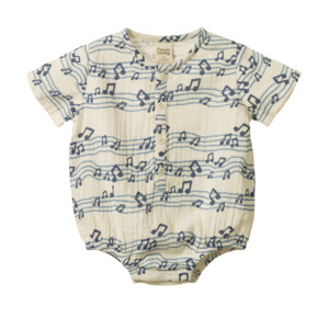 Clothing Baby Playsuits Rompers: Nature Baby Muslin Monty Suit (Rhythm Print)