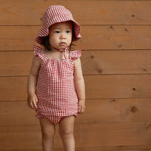 Clothing Baby Playsuits Rompers: Nature Baby Petal Set (Red Gingham)