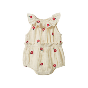 Clothing Baby Playsuits Rompers: Nature Baby Muslin Plum Suit (Red Flora)