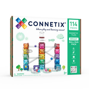 Gift Ideas For 7 Years: CONNETIX Magnetic Tiles Ball Run Set 114 Pieces (Bright)