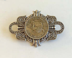Large Crest Brooch - Silver Shilling
