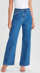 Straight Leg: FERGIE | Wide Leg Jean Mid Blue