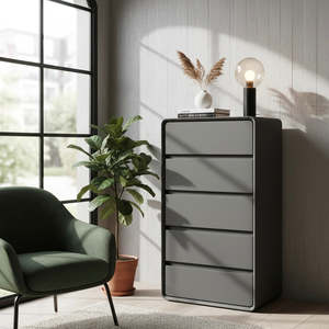 Curve Leather Five-Drawer Chest