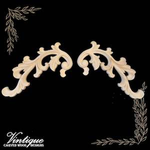 Wood Carved Appliques And Onlays: St James (pair) carved Wooden Applique left & right( 20cm x 10cm each )