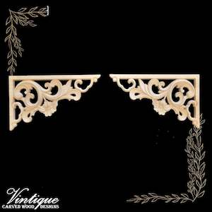 Hampton Court Corner wooden Applique 30cm x 18cm ((each) sold in pairs)