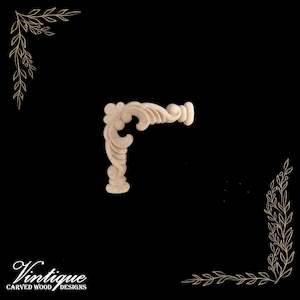 Wood Carved Appliques And Onlays: Kensington Petals Corner wooden Applique 15cm x 15cm