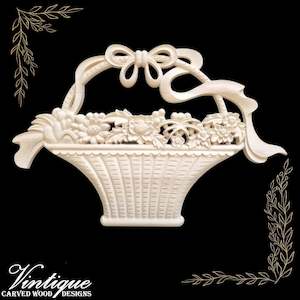 Flower Basket Furniture wood applique 36cm x 24cm