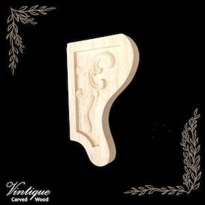 Pair of one sided SWIRL carved wooden corbels 150mm x 95mm (each)