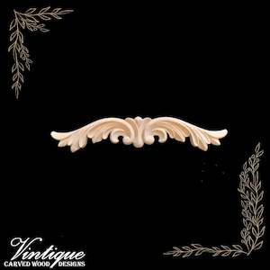 By Size 101mm To 200mm Small: Alberts Feather carved wood Centre Applique 20cm x 4cm