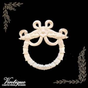 Princess Ribbons and Bows Wreath Carved Wooden Applique 15cm x 15cm