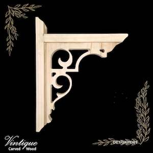 DEVONPORT ornate carved wood shelf Bracket 220mm x 282mm