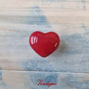 LARGE RED HEART Ceramic Cabinet Drawer Knob 51mm x 45mm