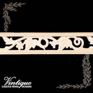 Vino Grape Vine "cut-through" carved wood border trim moulding 80mm wide
