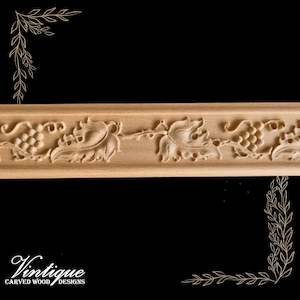 Vino Grape & leaf carved wood moulding trim 60mm