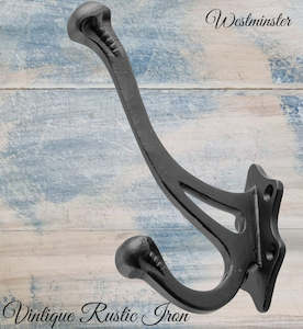 Antique Westminster Large Black Iron Coat & Hat Hook 145 x 100mm