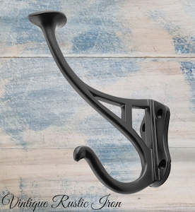 Antique Disc Black Iron Coat & Hat Hook 115mm x 90mm