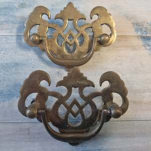 Recycled antique pressed brass Drawer swing handles (pair)88x53mm
