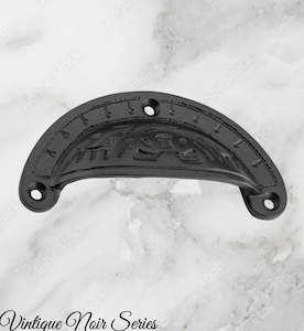 Cast Iron Handles Knobs For Furniture And Doors And Windows: Rustic Black Iron Teardrop Victoria's Ornate Cup Drawer pull 100mm long