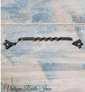 Cast Iron Handles Knobs For Furniture And Doors And Windows: Rustic Black Twisted Wrought Iron/Steel Door handle 187mm long