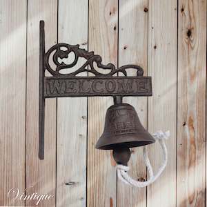 Rustic Cast Iron Door bell  with welcome sign