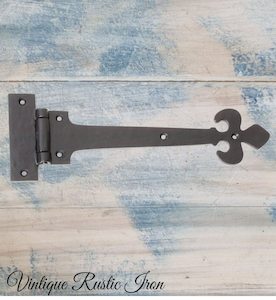 Iron Rustic door or gate Fleur de lis hinge 300x 100mm