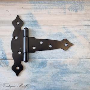 Black Ornamental Spearhead strap T Hinge 170mm x 160mm