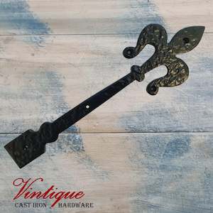 Cast Iron Hinges: Cast Iron Faux Hinge Fleur De lis 305mm long x 90mm wide