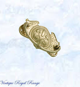 Swing Handles: Regal Victorian Small Ornate swing Polished Brass Drawer handle