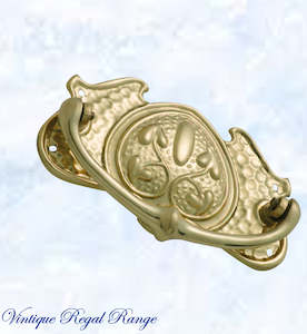 Regal Victorian Large Ornate swing Polished Brass Drawer handle