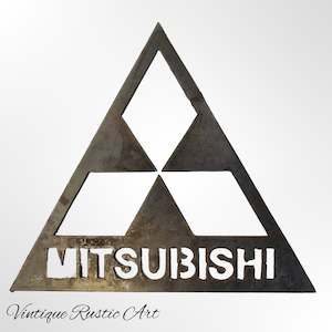 Mitsibishi Logo  Sign -Corten Rusty metal  art 370 x400mm