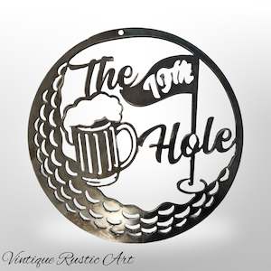 Golf-19th Hole cool Corten sign 300mm dia