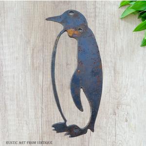 Rusted metal art Penquin 208mm x 99mm