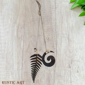 Rusted Metal: Fern & Koru -Corten Rusty large hanging metal art